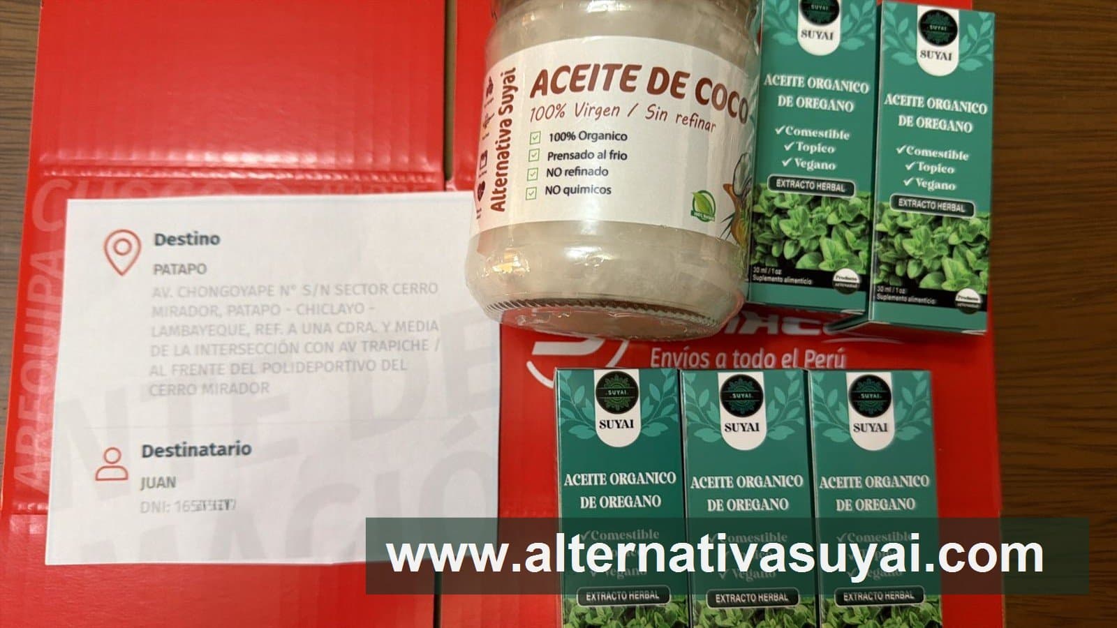 Pack SUYAI con aceite de coco y oregano listo para envio